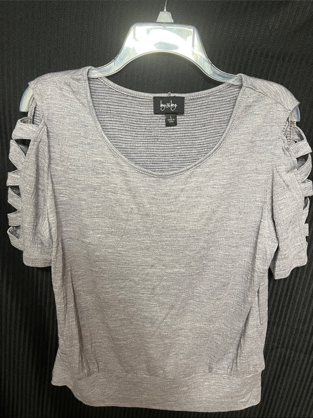 by & by Heather grey Short Sleeve Top